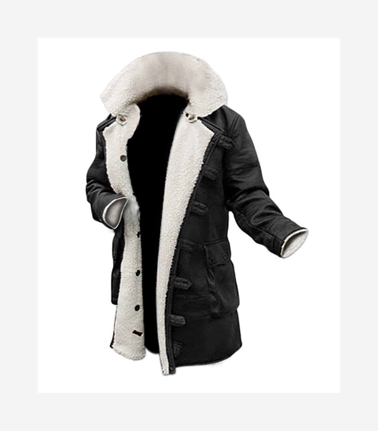 Men'S Black Bane Sherpa Leather Coat - Swedish Winter Coat