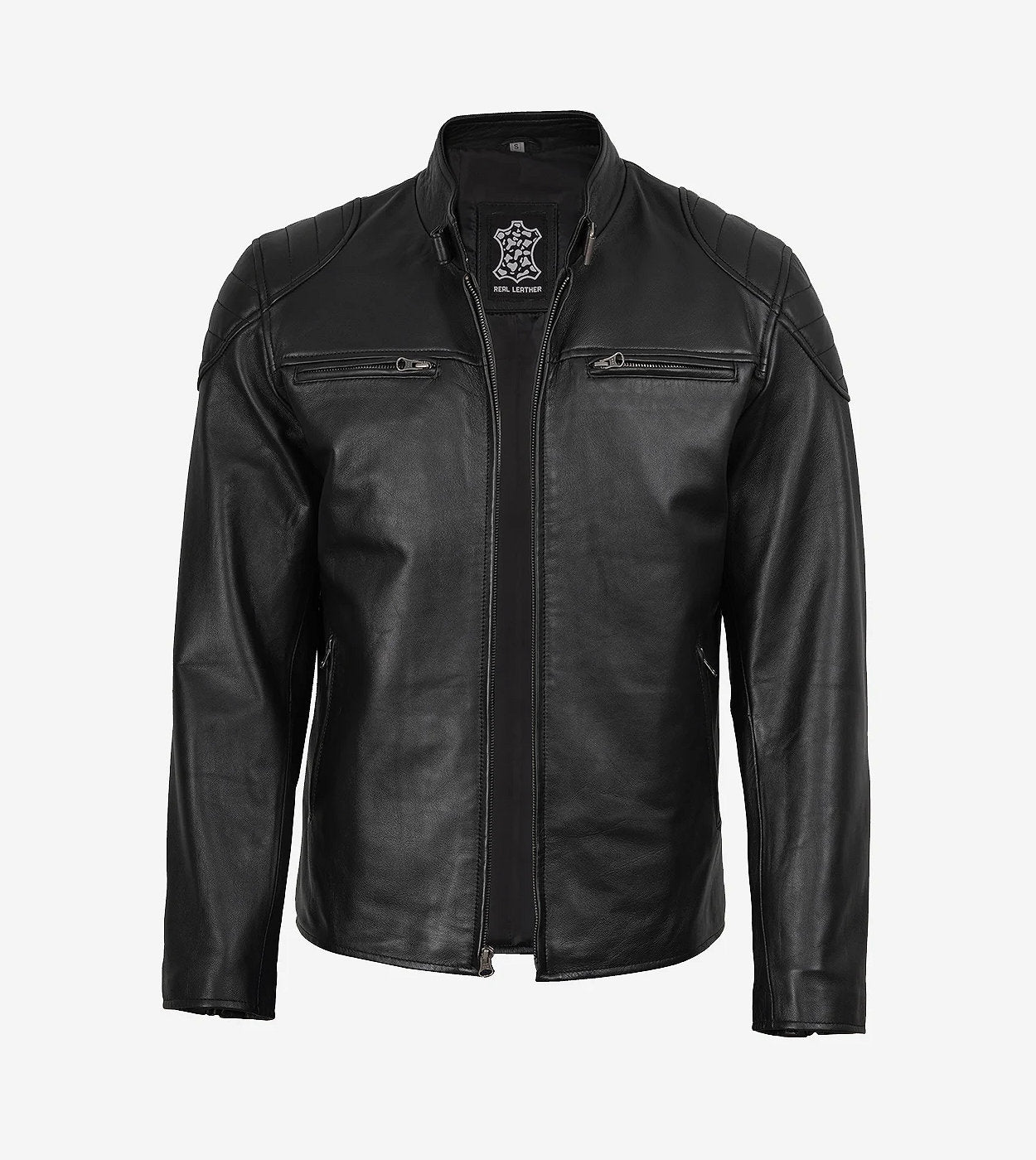 Men'S Black Lambskin Leather Biker Style Jacket