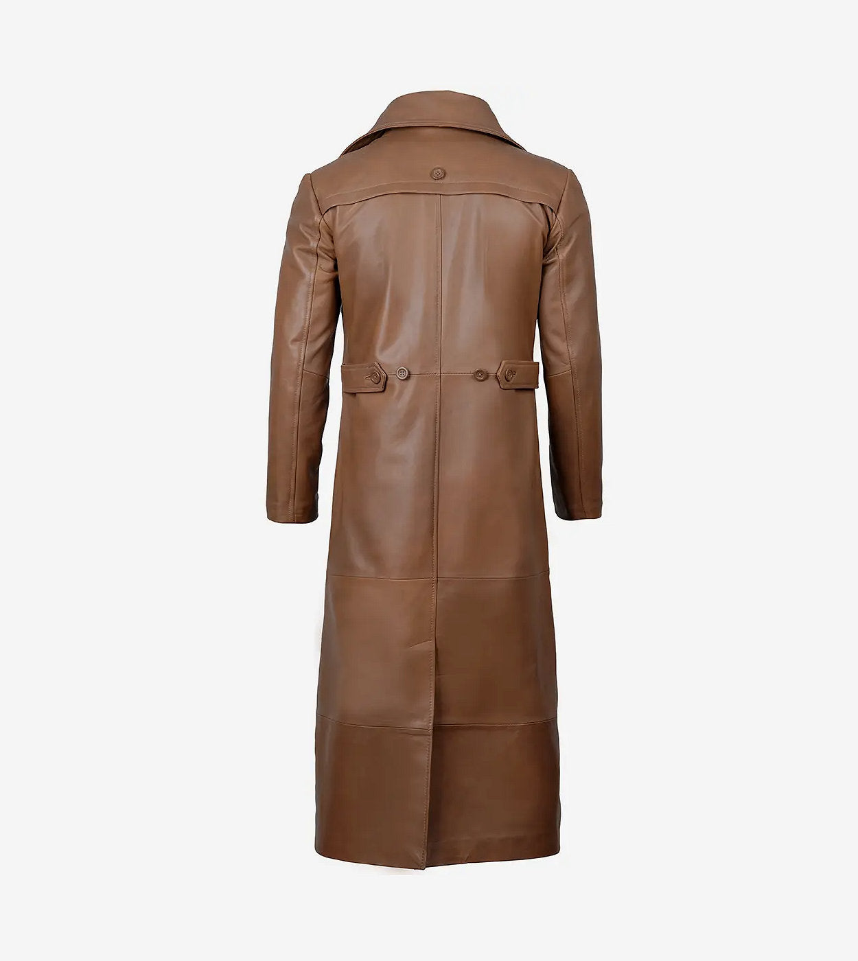 Men'S Full Length Brown Leather Coat - Duster Coat