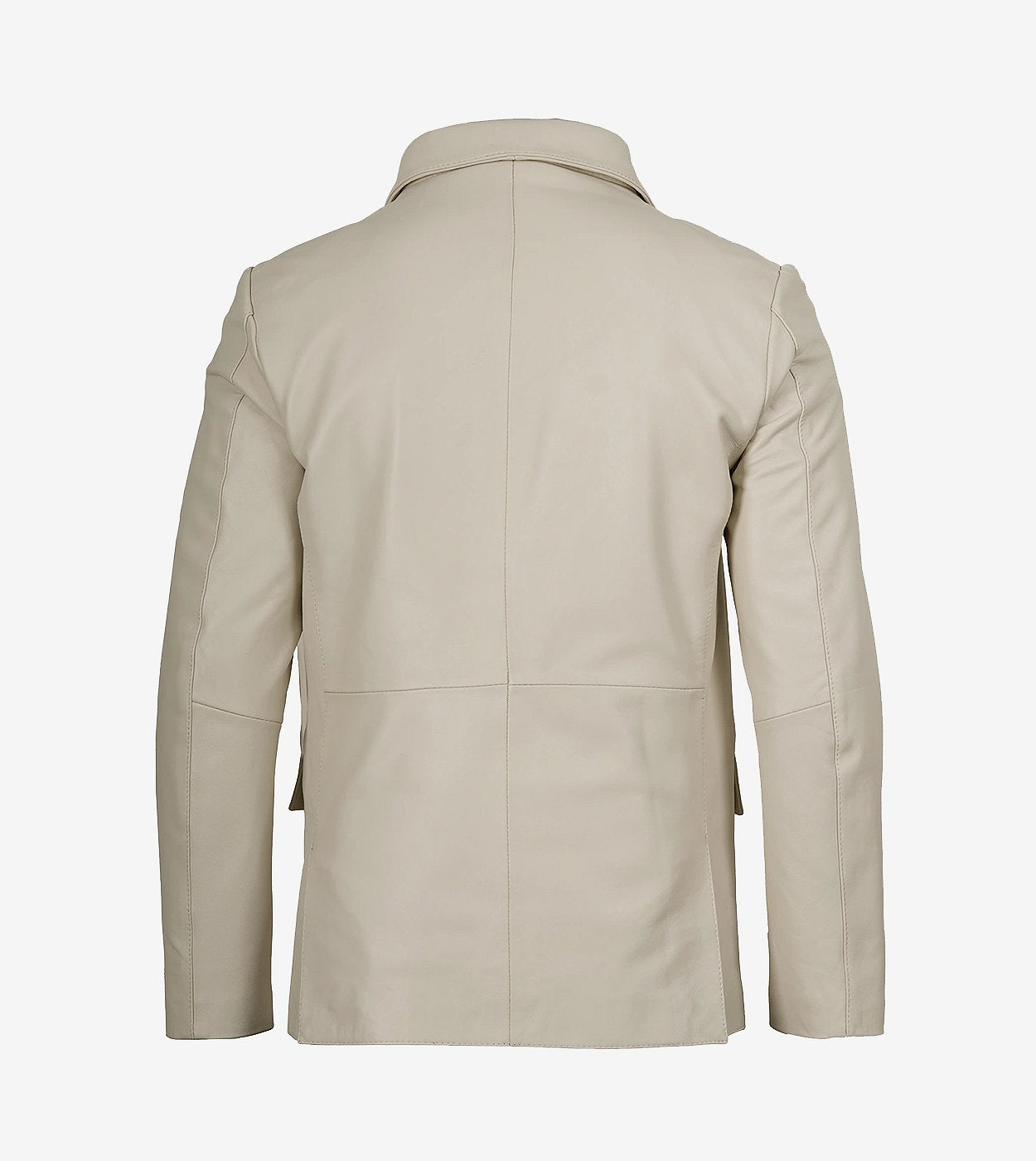 Men'S Two Button Notch Lapel Off White Leather Blazer