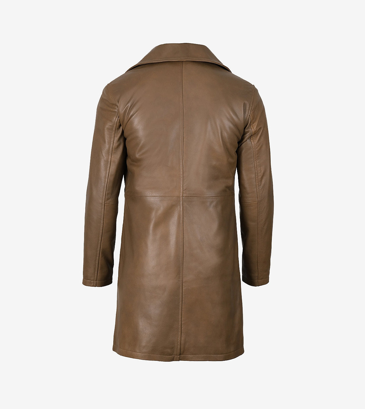 Mens 3/4 Length Lambskin Leather Brown Coat