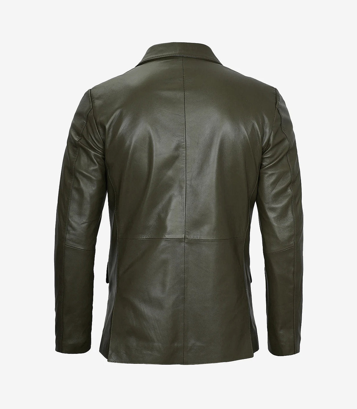 Mens Two Button Olive Green Leather Blazer