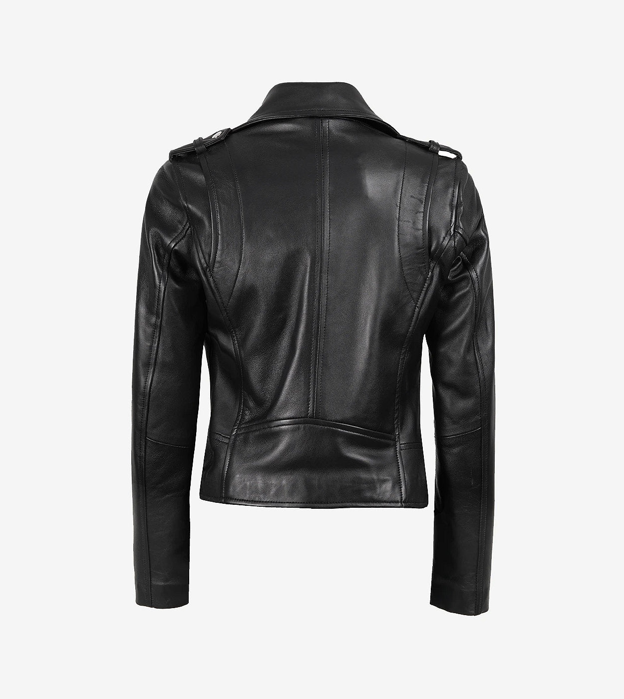 Women'S Black Asymmetrical Biker Style Leather Jacket