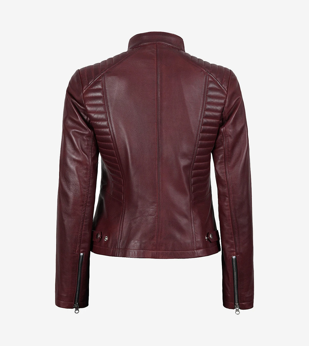 Women'S Burgundy Leather Café Racer Jacket