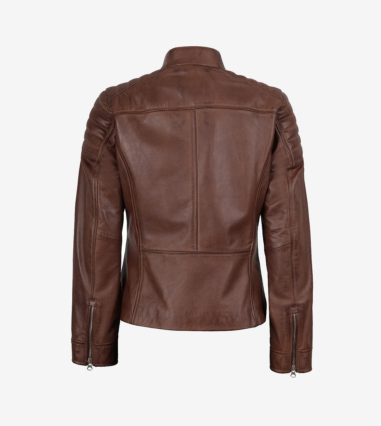 Women'S Cognac Cafe Racer Leather Jacket