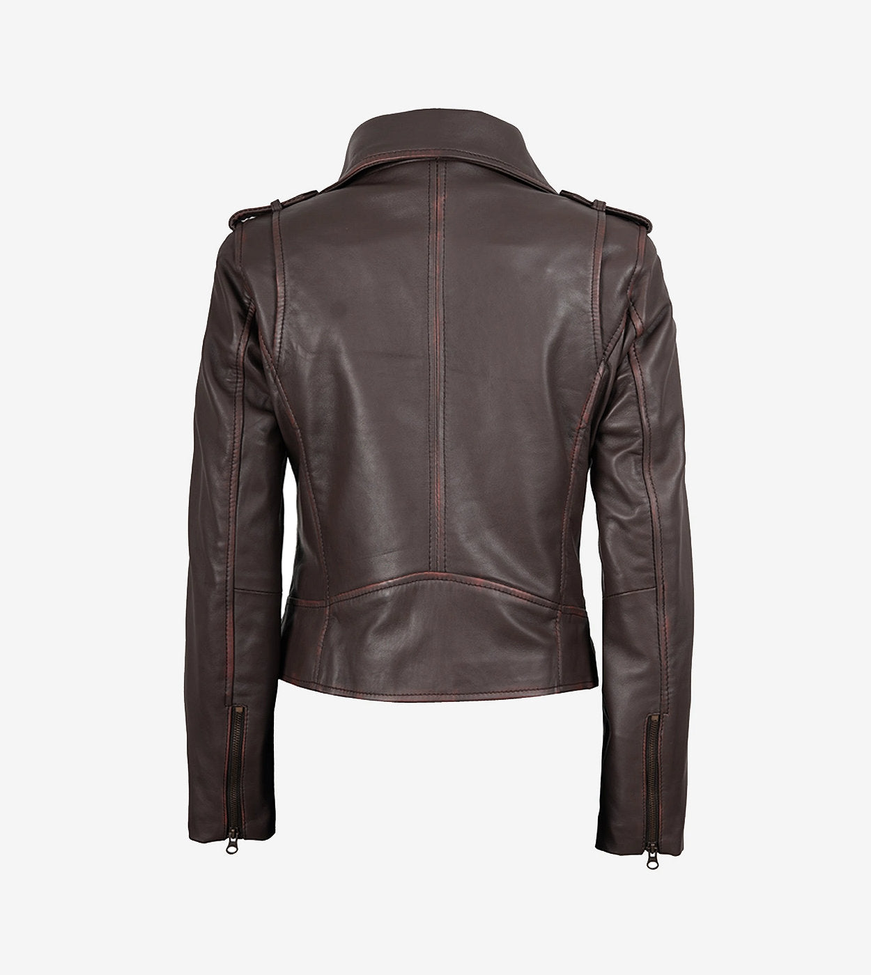 Women'S Dark Brown Asymmetrical Biker Style Leather Jacket