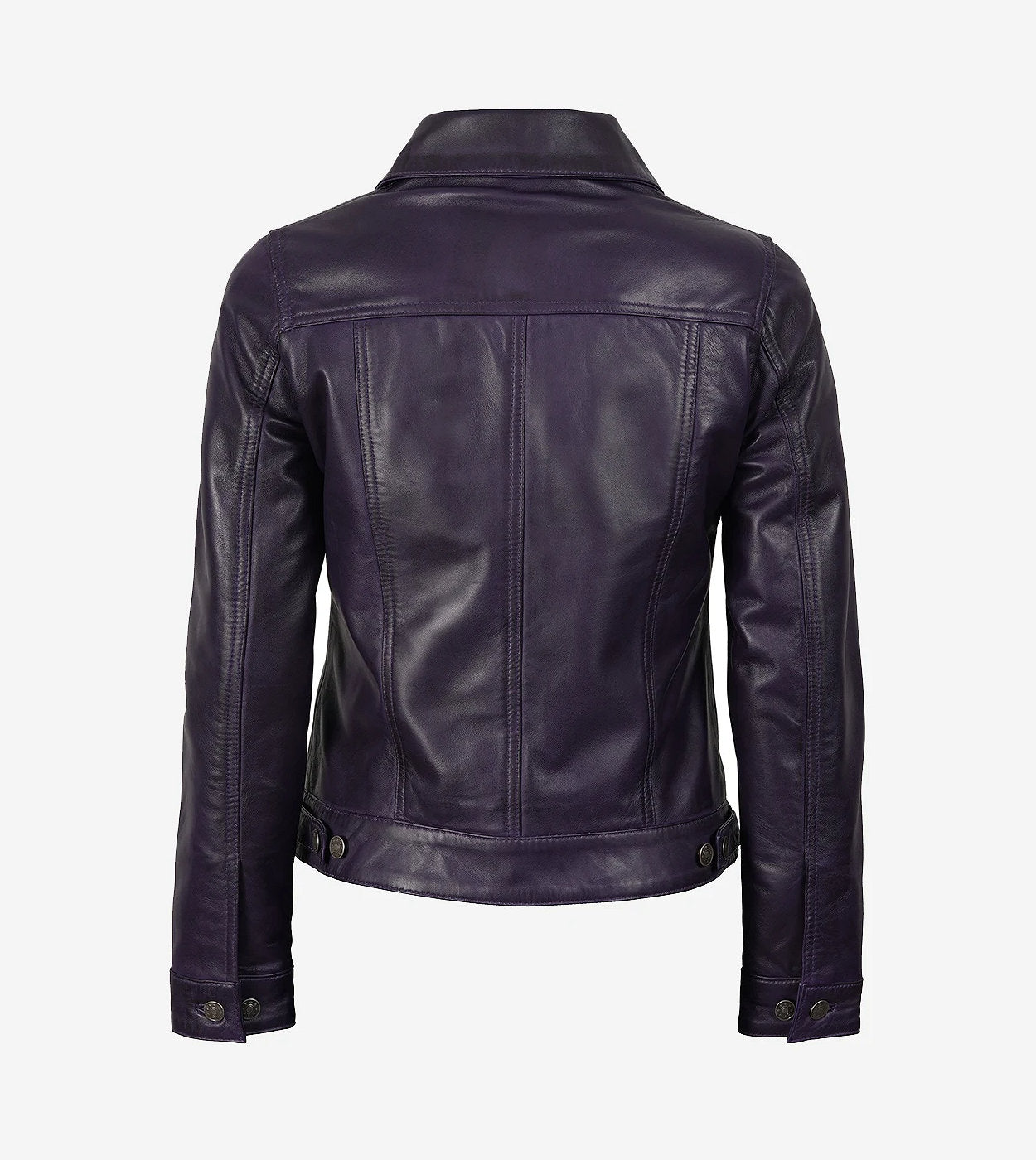 Women'S Purple Leather Trucker Jacket