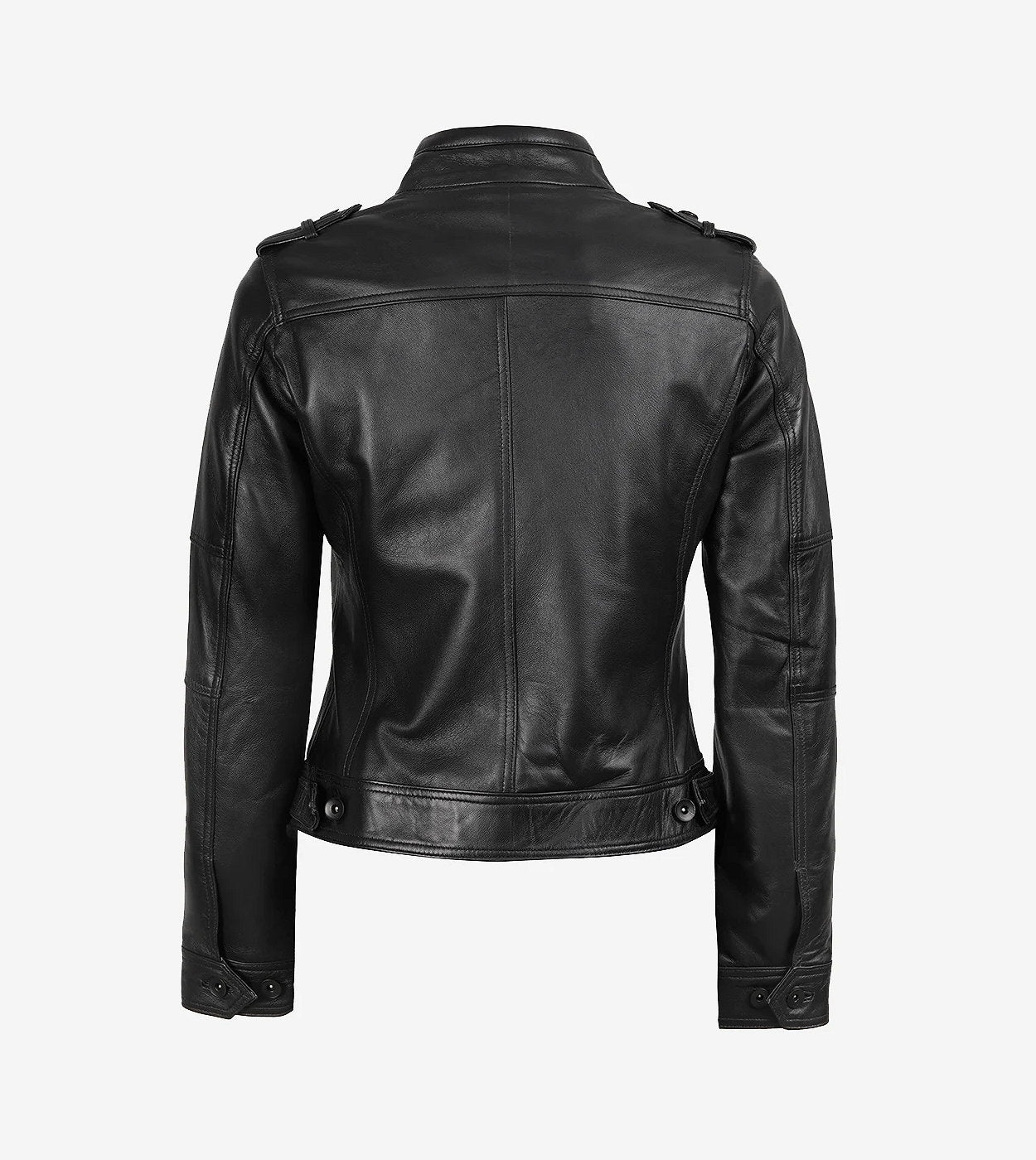 Womens Black Leather Moto Jacket - Classic Biker Style
