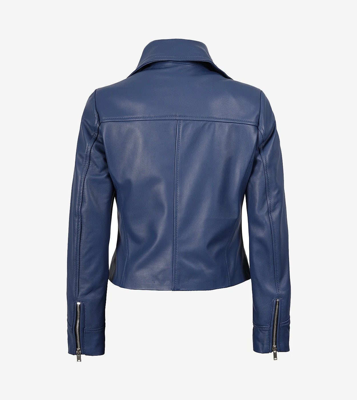Womens Real Lambskin Leather Blue Moto Jacket