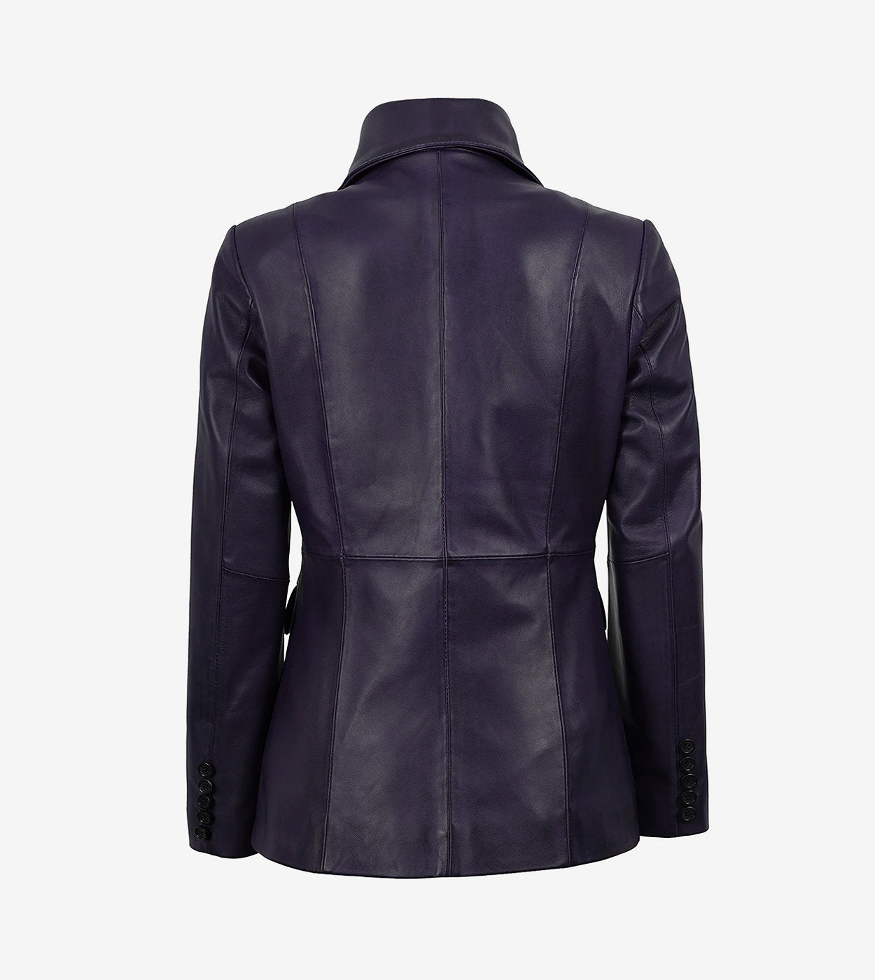 Womens Single Button Purple Waxed Leather Blazer - Peak Lapel