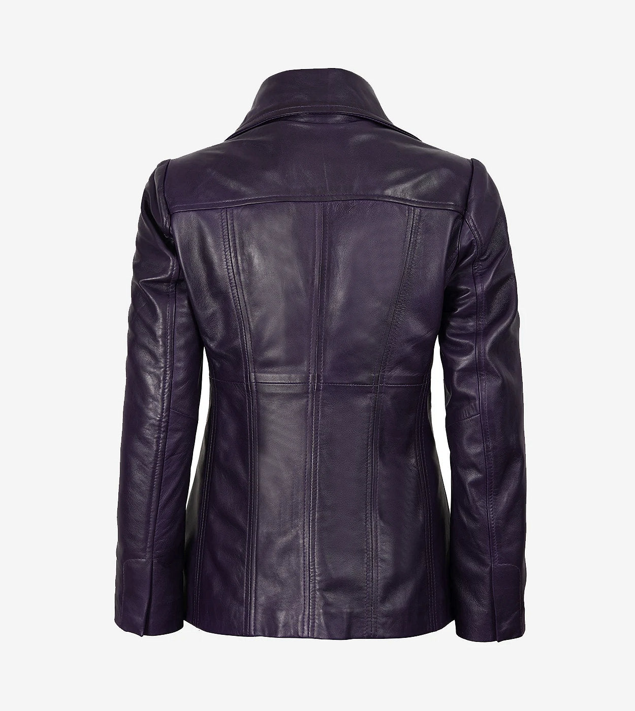 Womens Three Button Purple Leather Blazer