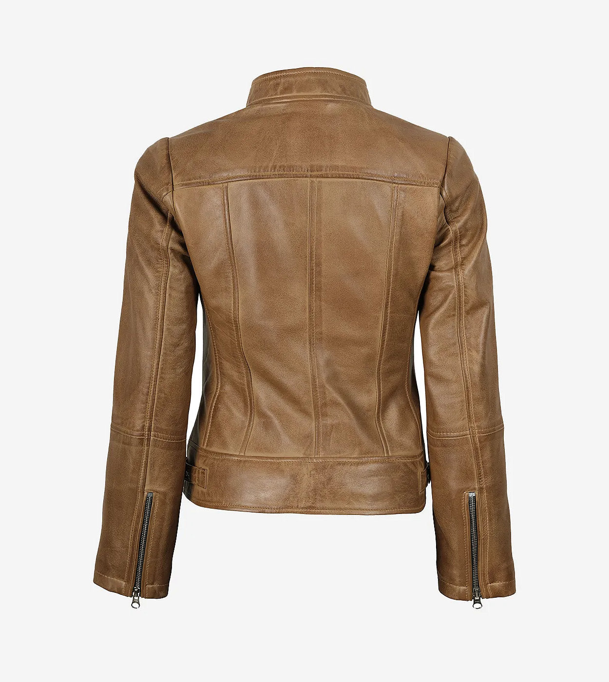 Amy Womens Camel Brown Biker Style Leather Jacket