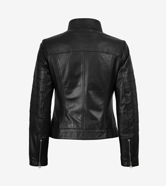 Bergamo Womens Black Cafe Racer Leather Jacket