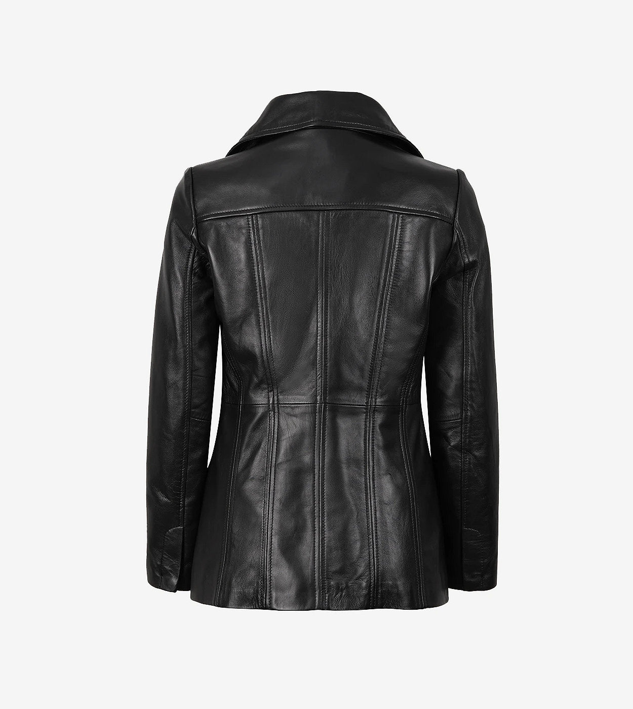 Bitonto Womens 3/4 Length Black Leather Coat