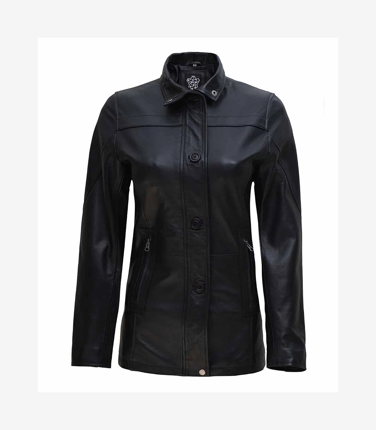Bristol Womens Black Leather Car Coat - 3/4 Length