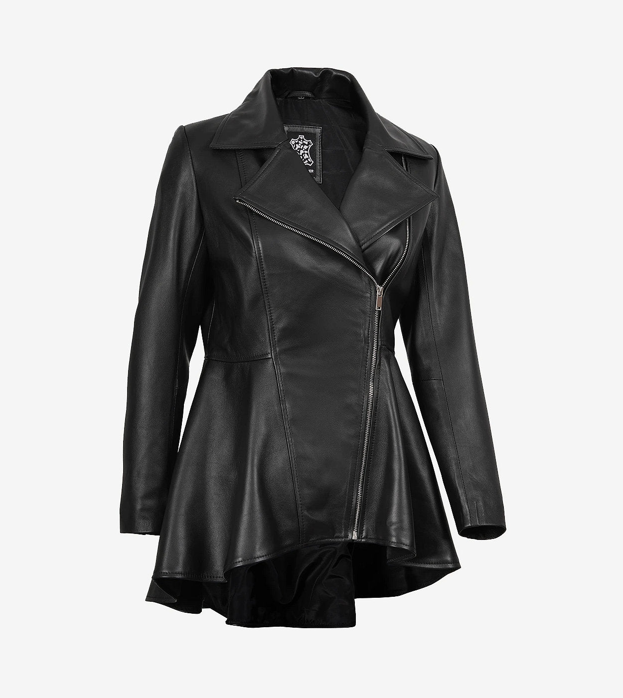 Clarissa Womens Black Peplum Leather Jacket