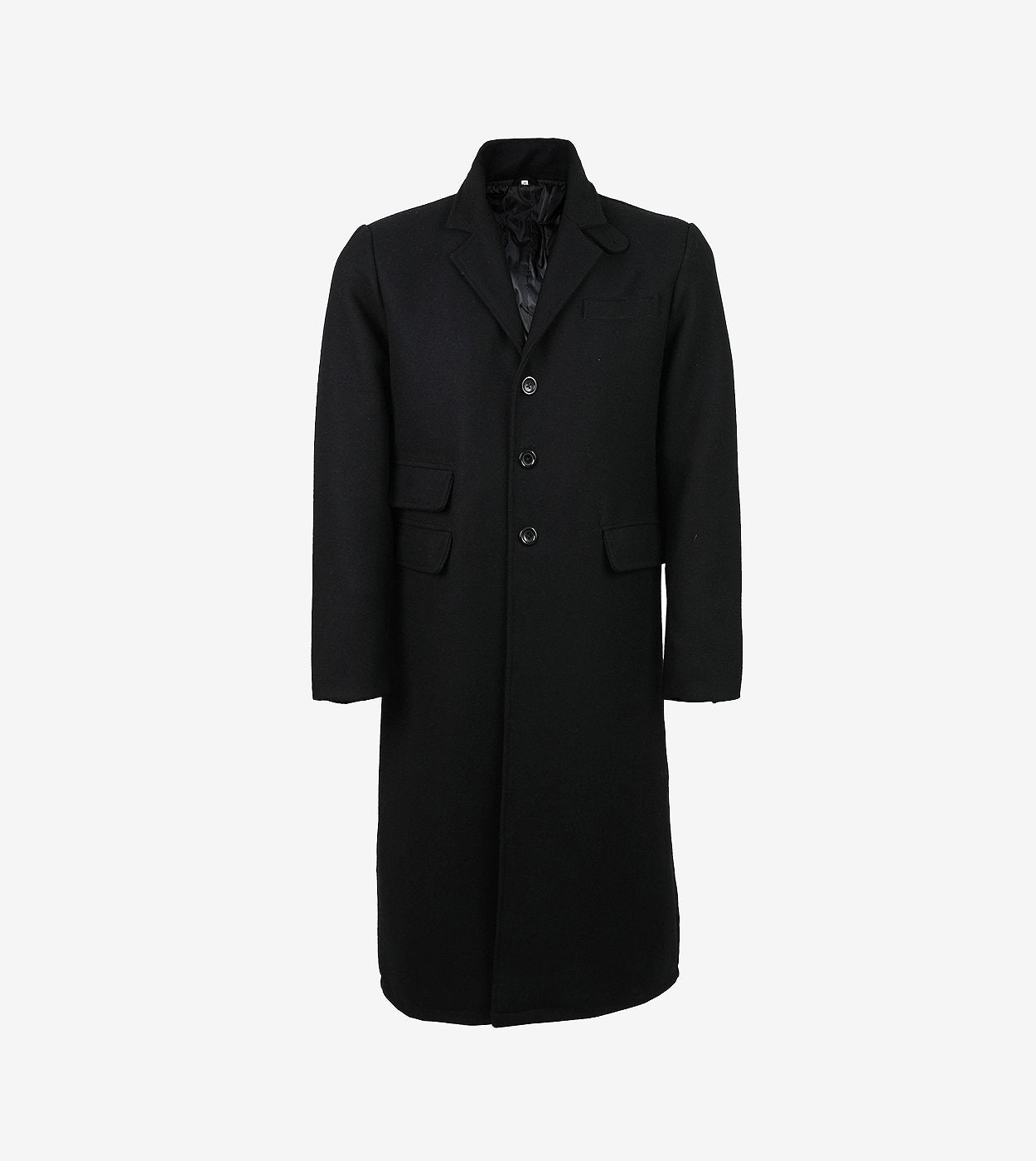 Darryl Men'S Notch Lapel Black Wool Coat With Detachable Wool Vest