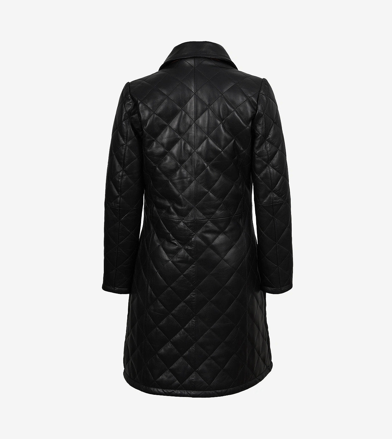 Glen Womens Black Quilted Leather Car Coat
