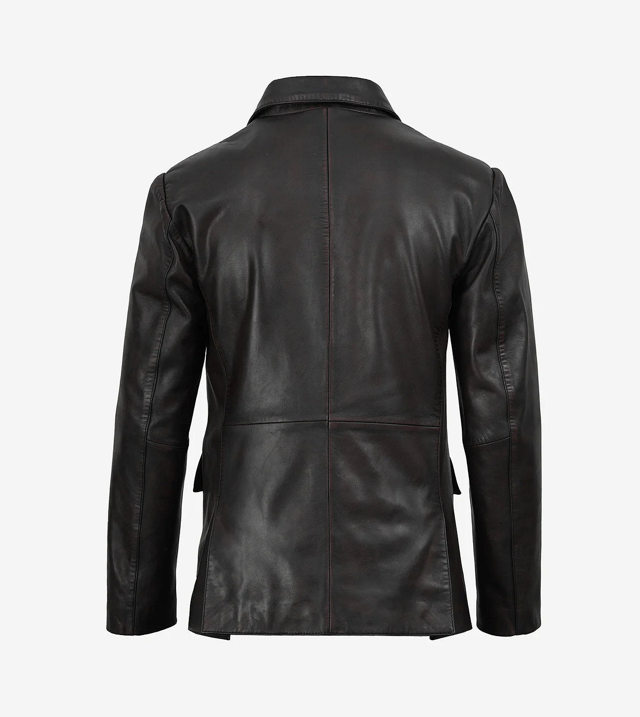 Juan Men'S Two Toned Maroon Distressed Black Leather Blazer