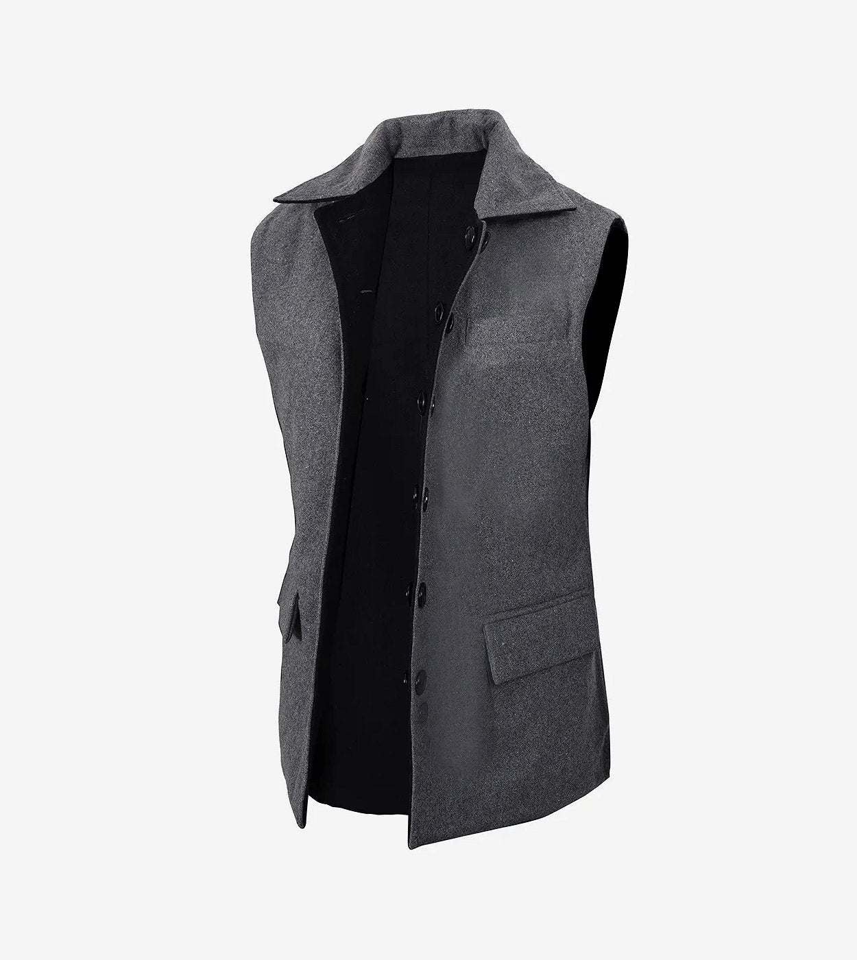 Lester Men Black And Gray Reversible Wool Vest