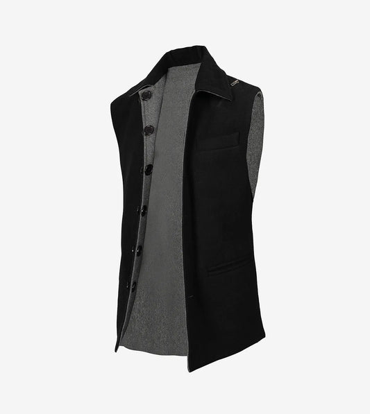 Lester Men Black And Gray Reversible Wool Vest