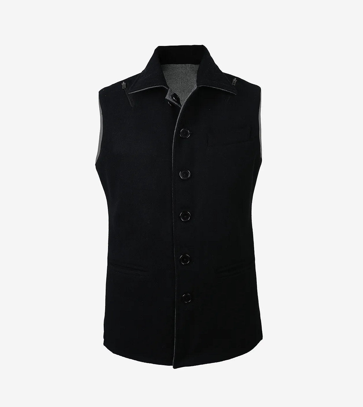 Lester Men Black And Gray Reversible Wool Vest