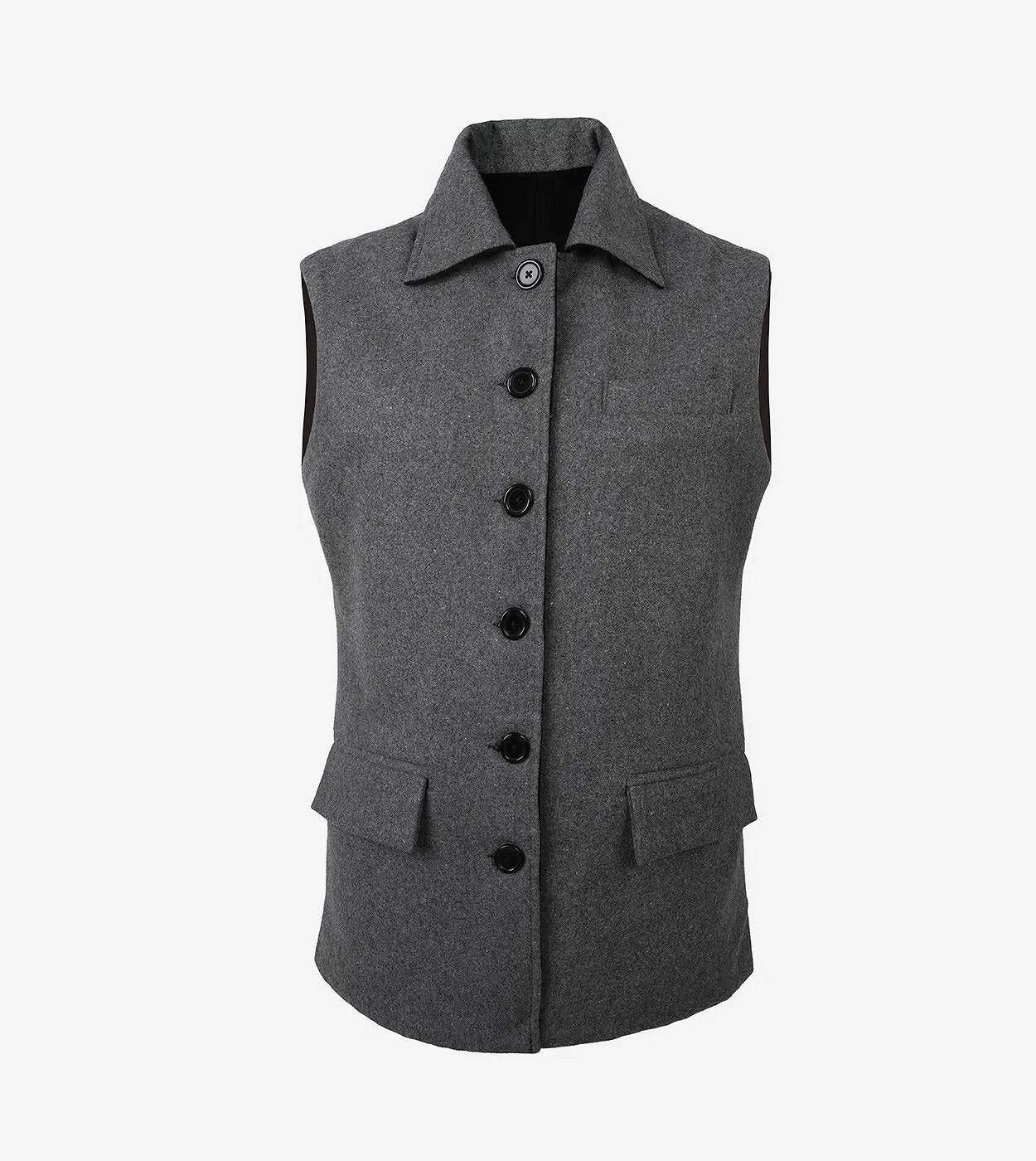 Lester Men Black And Gray Reversible Wool Vest