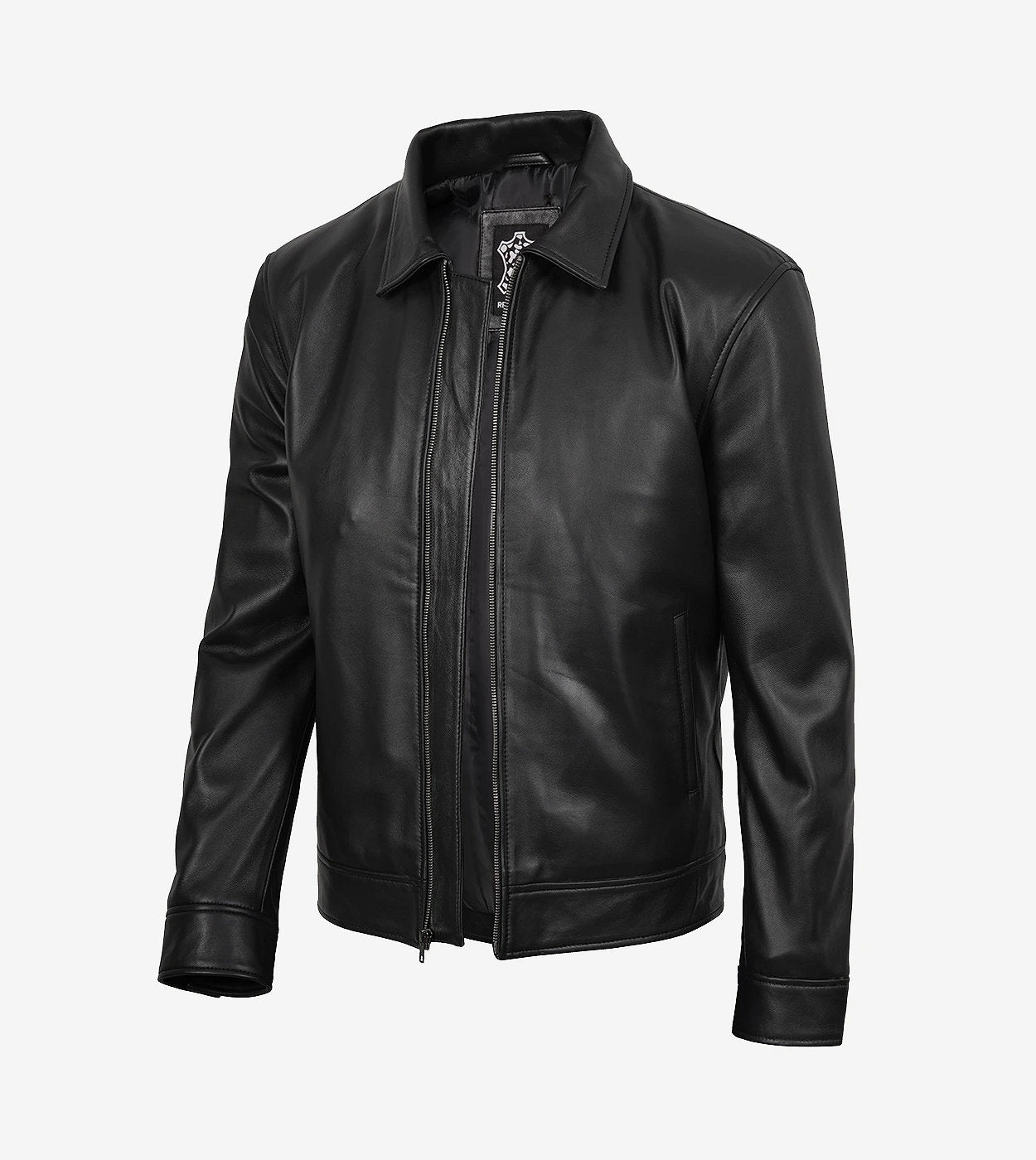 Minimalist: Men'S Tony Black Leather Harrington Jacket