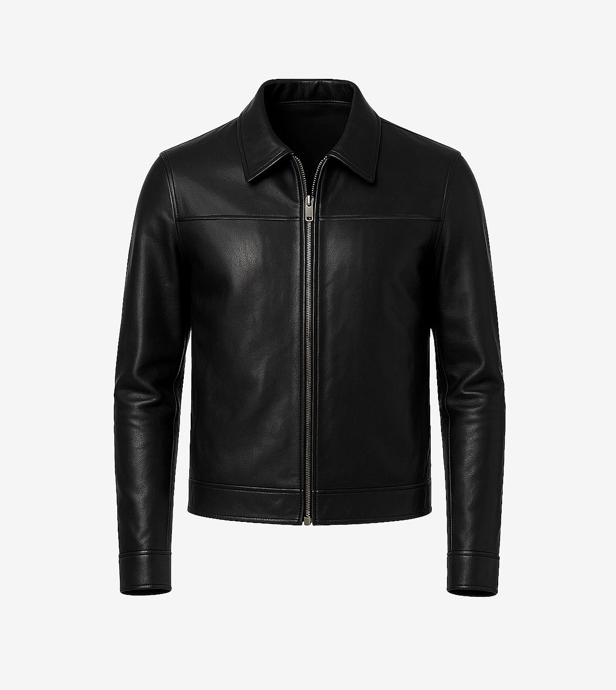 Mark Men'S Black Leather Shirt Collar Jacket