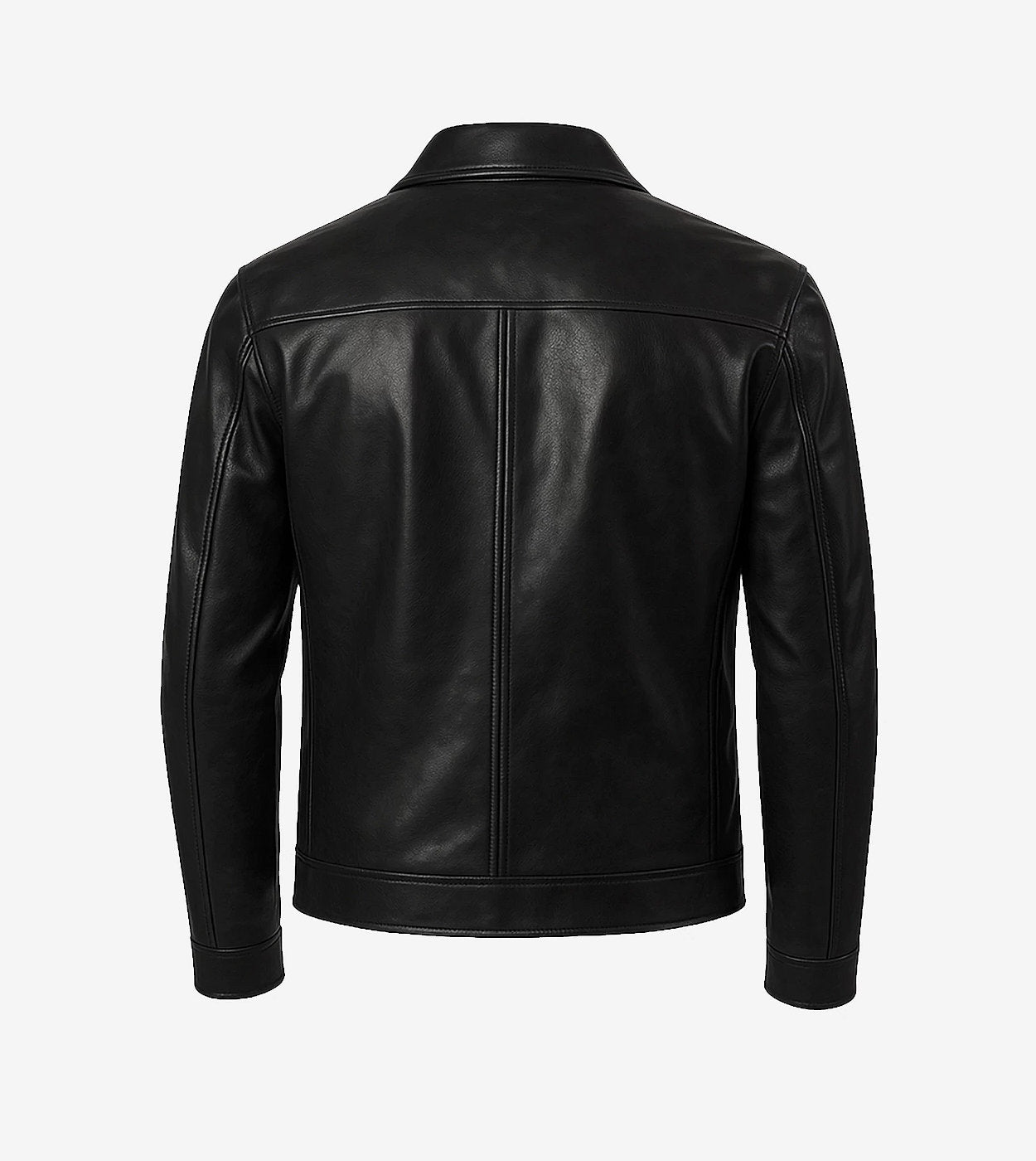 Mark Men'S Black Leather Shirt Collar Jacket