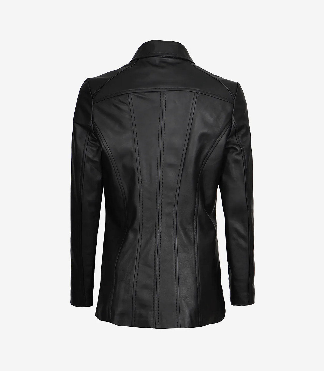Marsha Womens Black Leather Car Coat
