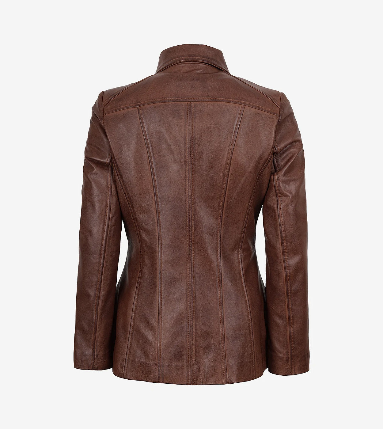Marsha Womens Cognac Leather Car Coat