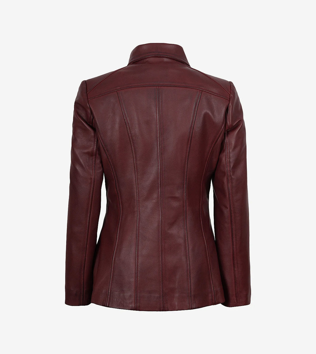 Marsha Womens Maroon Leather Car Coat