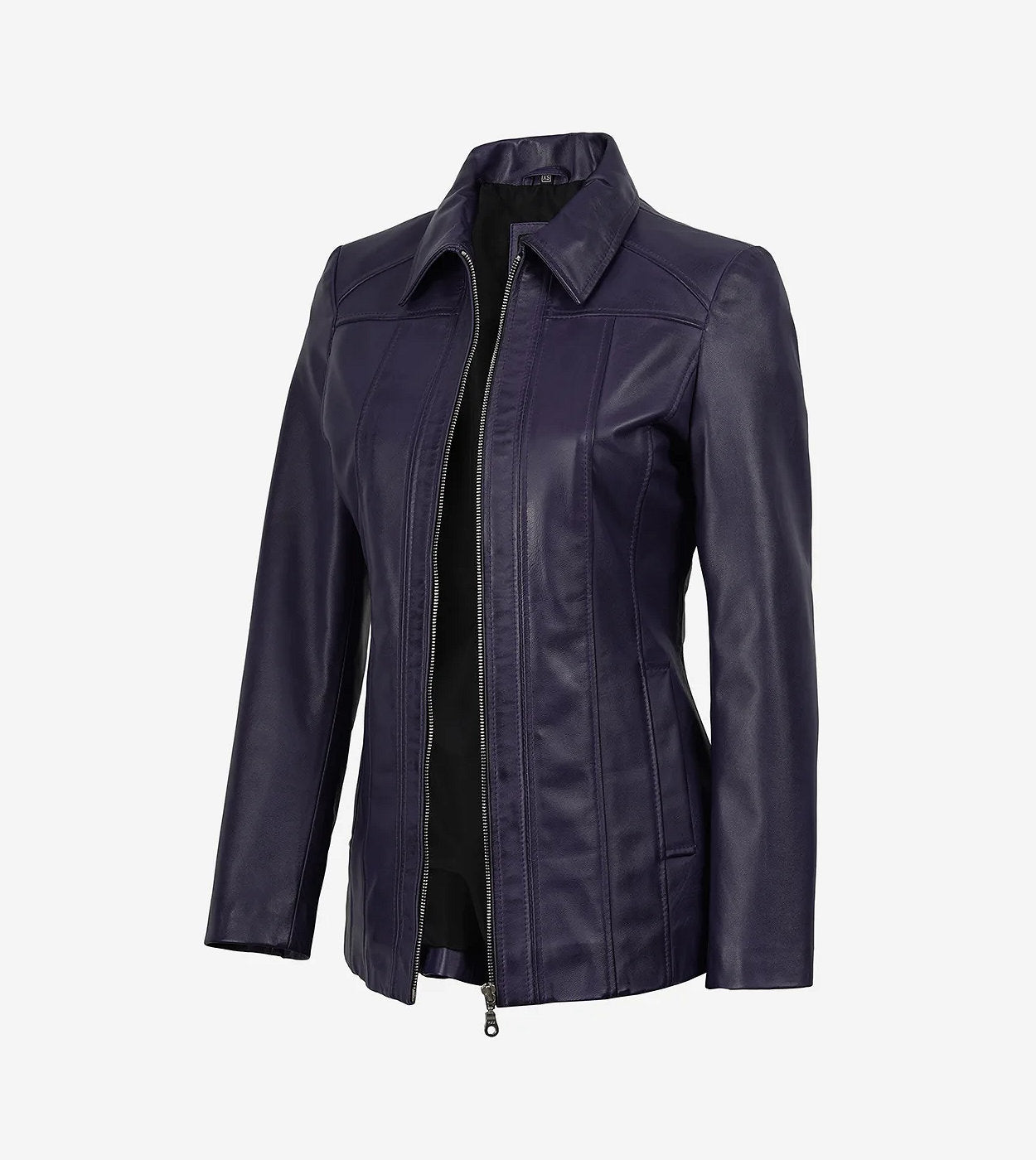Marsha Womens Purple Leather Car Coat