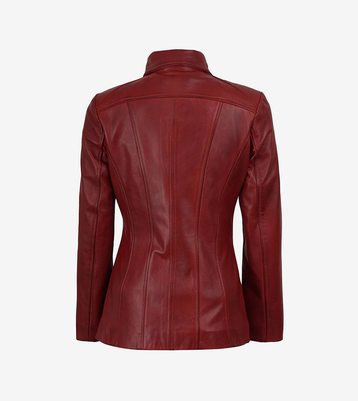 Marsha Womens Red Leather Car Coat