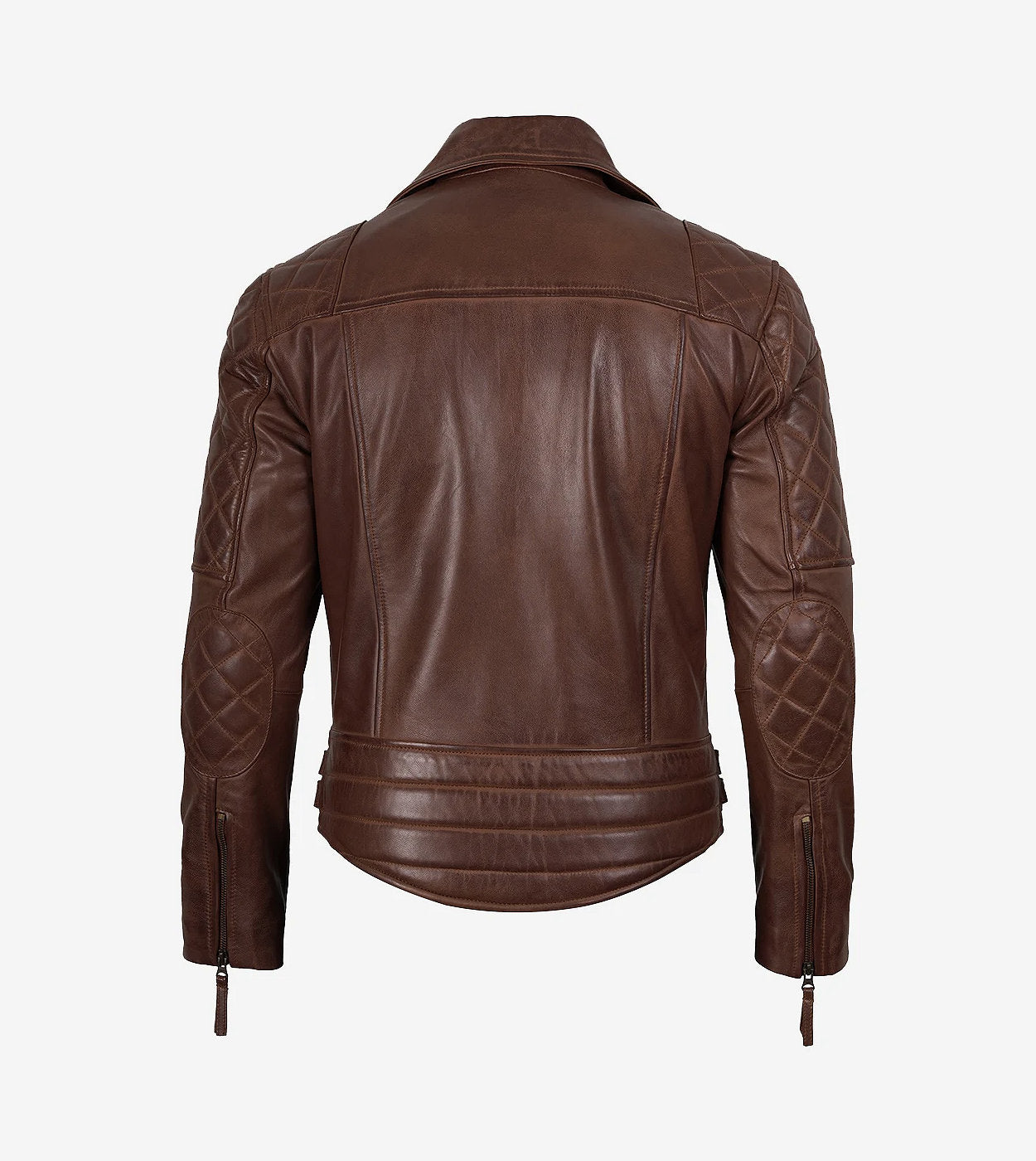 Men'S Asymmetrical Cognac Motorcycle Leather Jacket