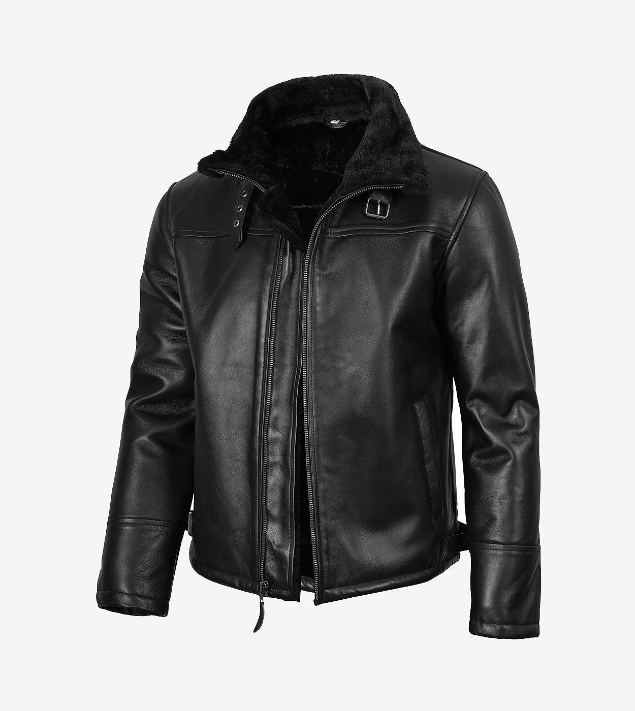 Men'S B3 Bomber Black Shearling Leather Jacket