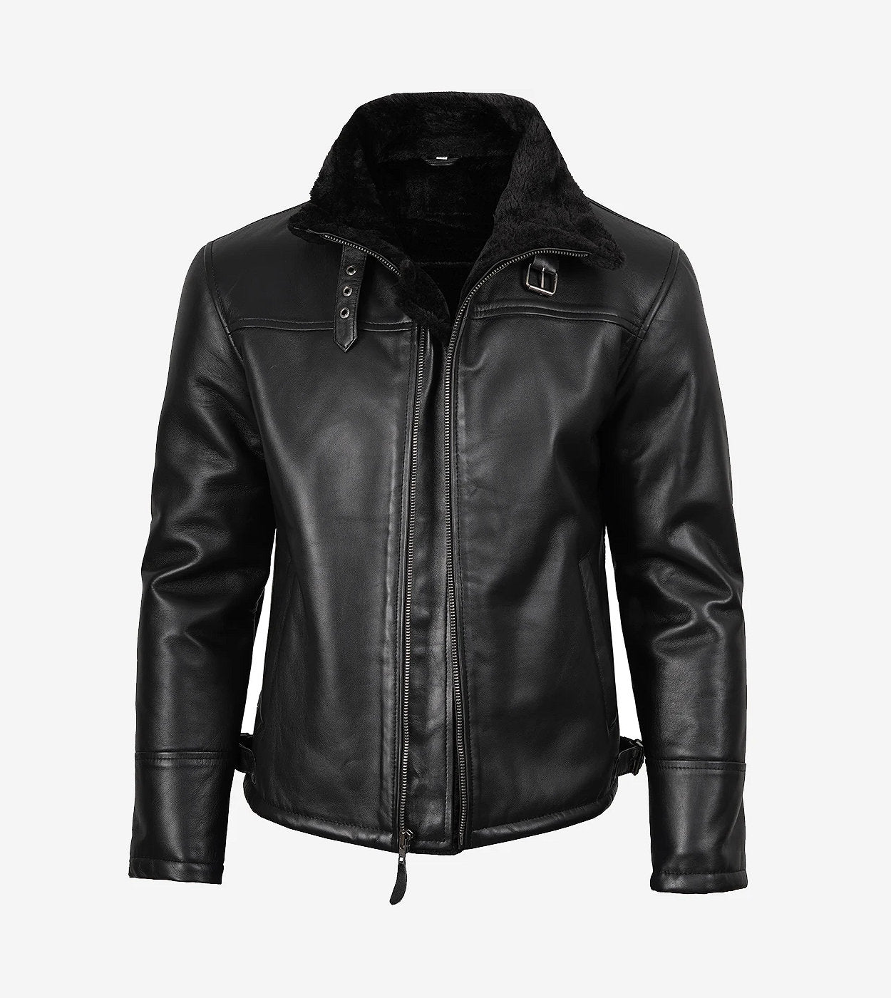 Men'S B3 Bomber Black Shearling Leather Jacket