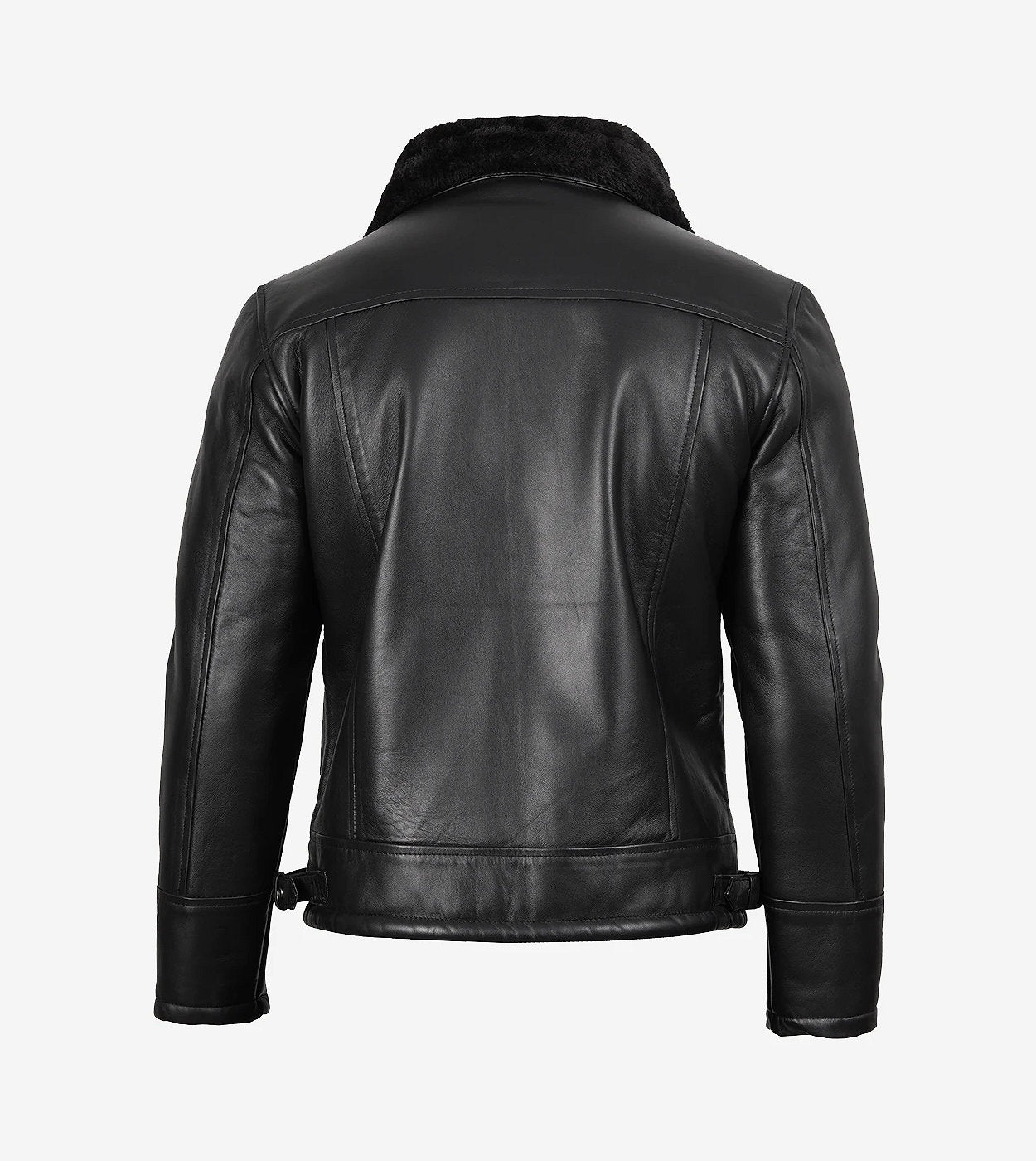 Men'S B3 Bomber Black Shearling Leather Jacket