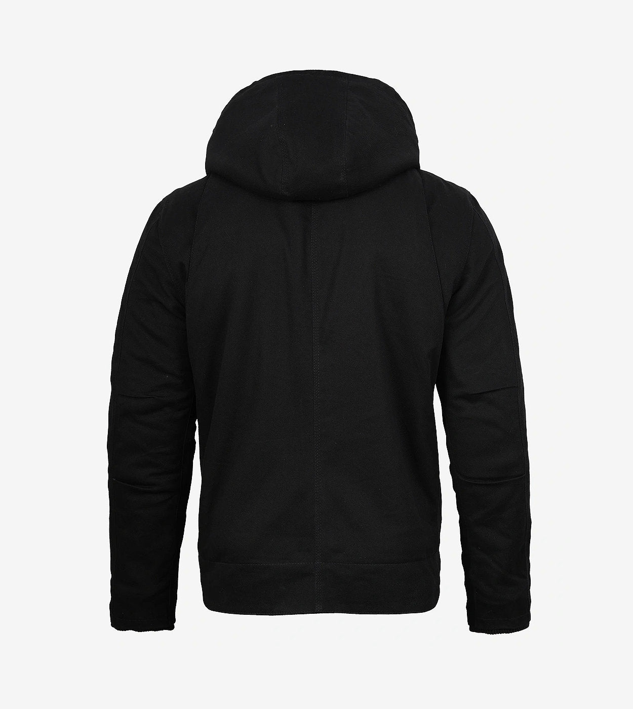 Men'S Black Cotton Hooded Jacket With Sherpa Lining