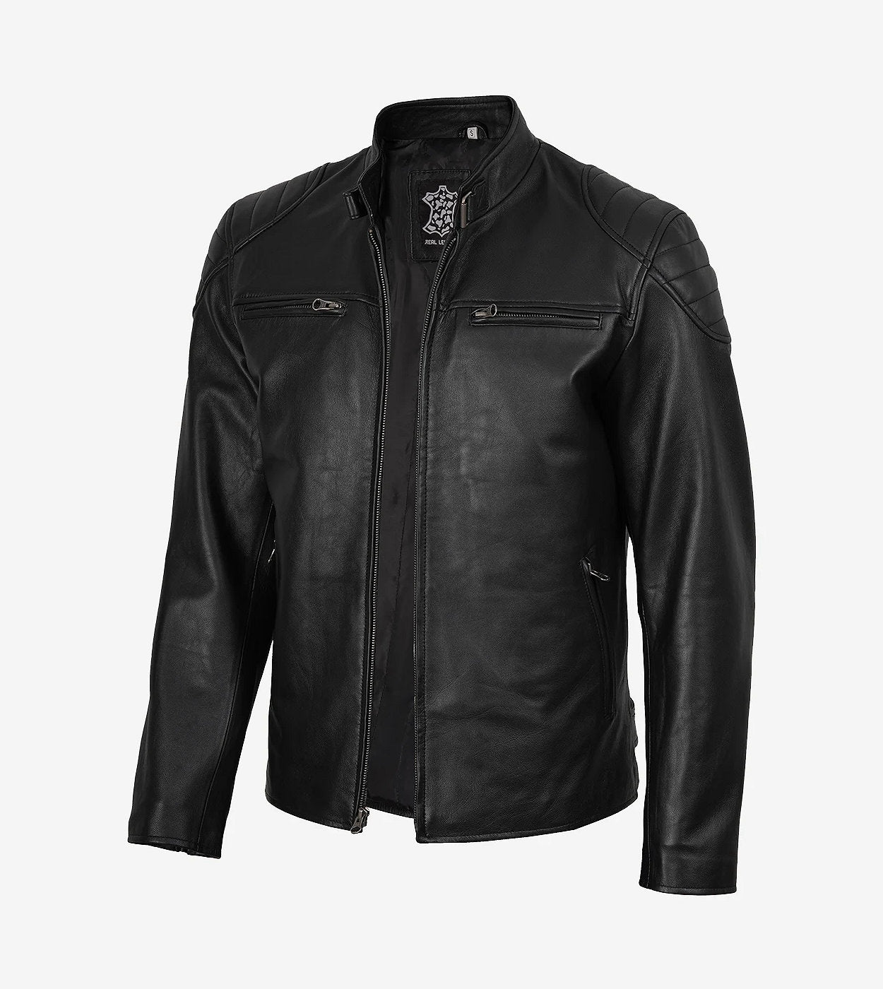 Men'S Black Lambskin Leather Biker Style Jacket