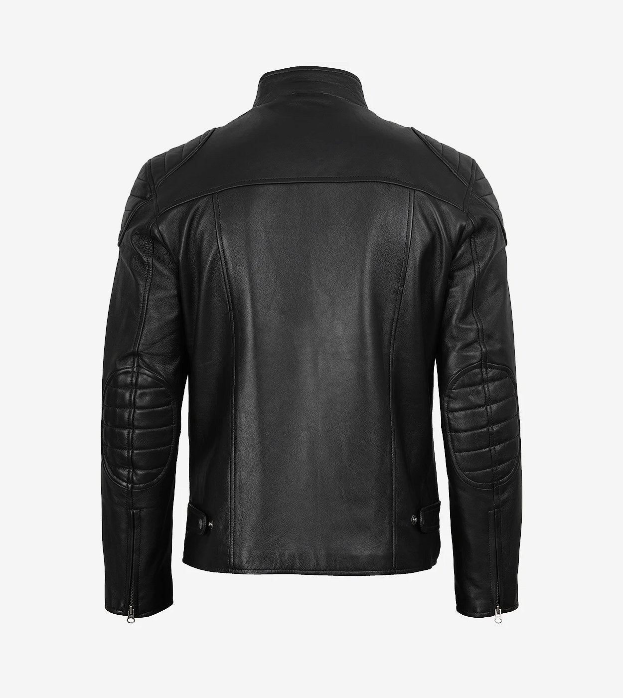 Men'S Black Lambskin Leather Biker Style Jacket