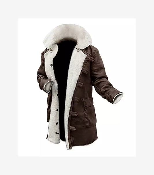 Men'S Brown Bane Sherpa Leather Coat - Swedish Winter Coat