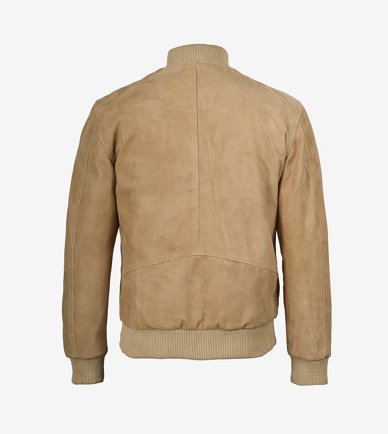 Men'S Camel Suede Bomber Jacket