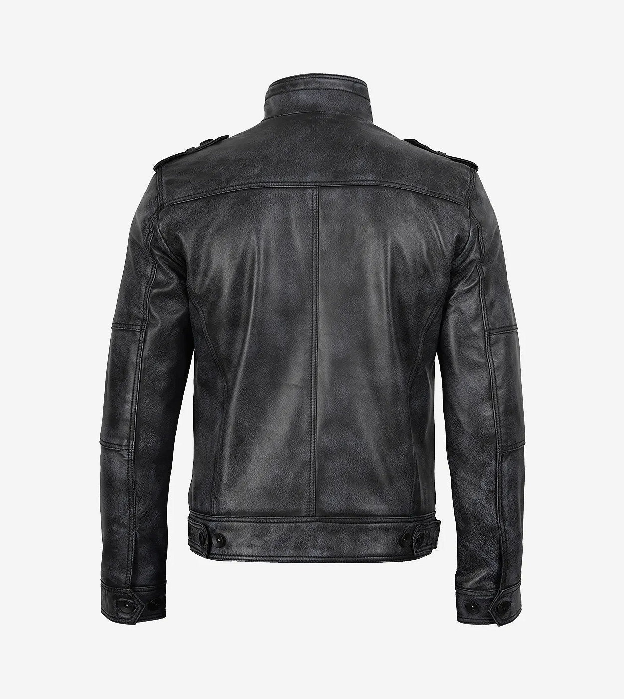Men'S Classic Black Leather Biker Jacket