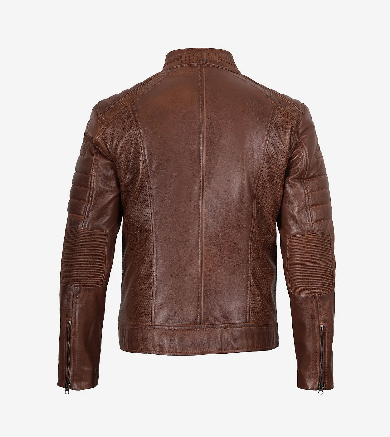 Men'S Cognac Cafe Racer Leather Jacket