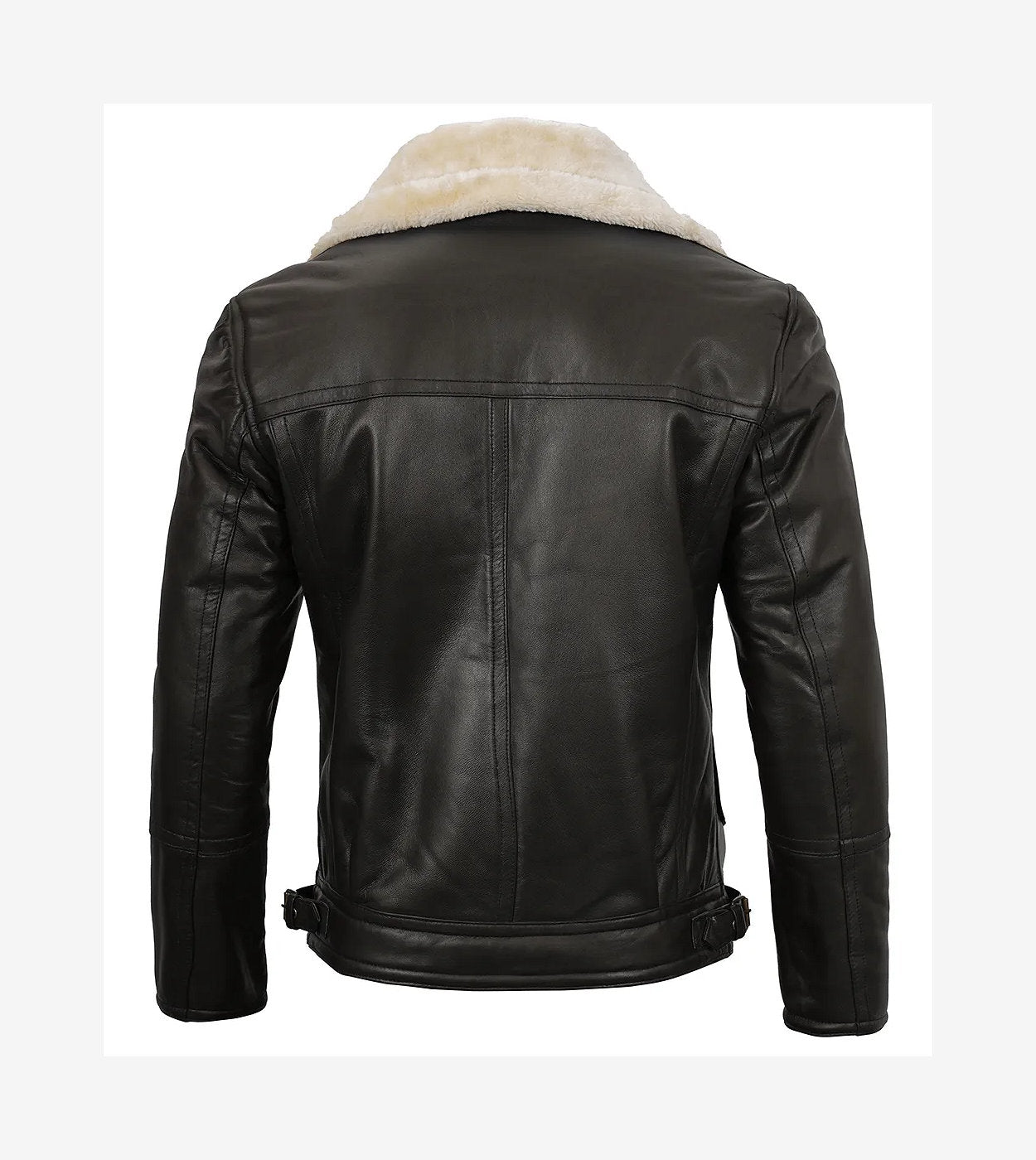 Men'S Dark Brown Shearling Moto Leather Jacket