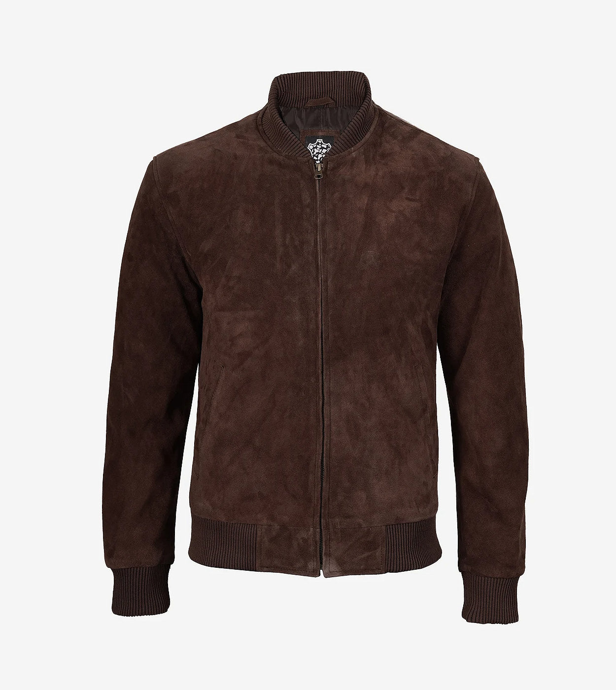 Men'S Dark Brown Suede Bomber Jacket