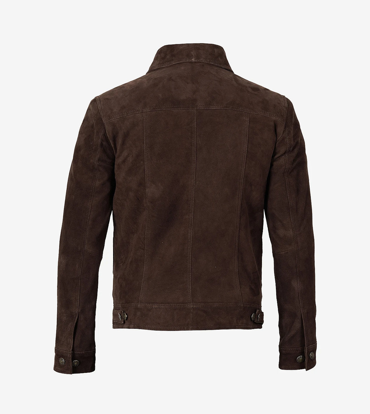 Men'S Dark Brown Trucker Suede Jacket