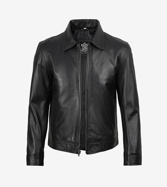 Men'S Mike Harrington Black Leather Jacket